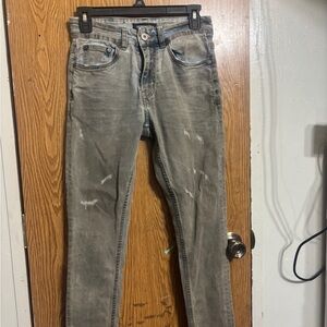 Men's Slim Fit Distressed Jeans in Gray